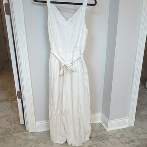 LOFT White Linen Jumpsuit